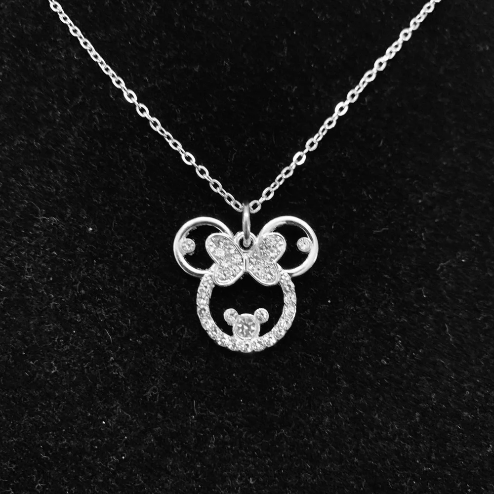 Clear Rhinestone Minnie Mouse necklace
